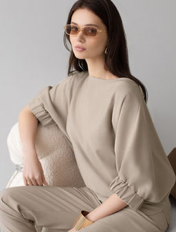 Свободная блузка с вырезом лодочка из плотного лиоцелла - Vilatte фото 6