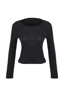 Wardrobe Essentials  Siyah Transparan Slim/Vucuda Oturan Orme Bluz | TWOAW26BZ00015
