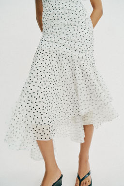 VESTIDO MIDI LUNARES / Blanco / Negro - Zara фото 2