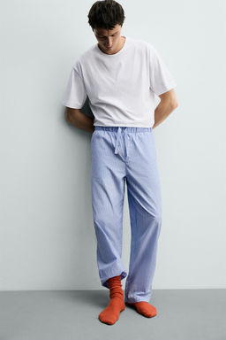 SET PIJAMA COMBINADO PANTAL?N RAYAS / Celeste