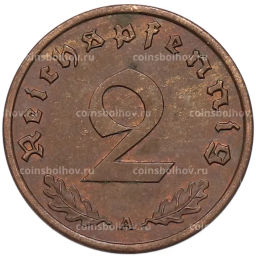 Монета 2 рейхспфеннига 1940 года A Германия