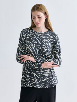 Bisiklet Yaka Desenli Bluz