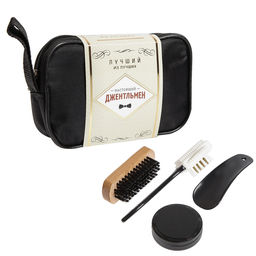 Подарочный набор дорожный для обуви Джентльмен: щётка 2 шт., губка, лопатка