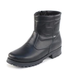 Ботинки женские на литой подошве черные,кожа, молния.