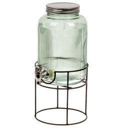 Лимонадница стекло, 3.8 л, с крышкой, B090057, зеленая, с подставкой (476915)