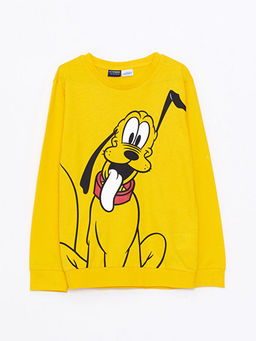 Bisiklet Yaka Pluto Bask?l? Uzun Kollu Pamuklu Erkek ?ocuk Ti??rt