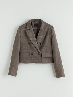 Kazaya?? Desenli Crop Kad?n Blazer Ceket