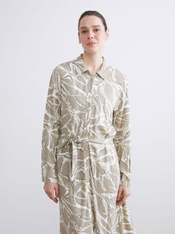 Beli Ku?akl? Desenli G?mlek Elbise