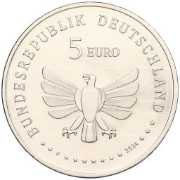 Монета 5 евро 2024 года F Германия Чудесный мир насекомых  Мармеладная муха