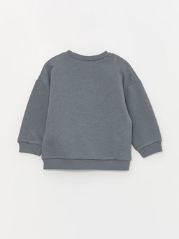 Bisiklet Yaka Bask?l? Erkek ?ocuk Sweatshirt