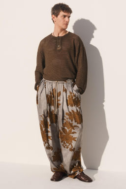 CAMISETA PUNTO CUELLO PANADERO CROCHET / Marr?n