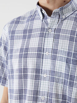 Regular Fit K?sa Kollu Ekose Poplin Erkek G?mlek