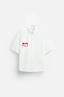 STRIPED SHIRT WITH PRINTED STICKER - Zara фото 6
