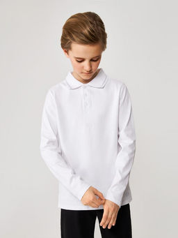 20140830006, Сорочка-поло верхняя детская для мальчиков Sukor белый