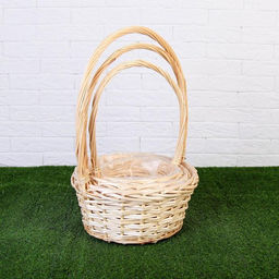 Корзина плетёная для хранения «Плетёнка», ива, круглая, набор 3 шт.