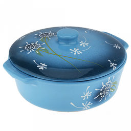 Лоток для запекания керамический "Десерт" 2л, д23,5см, h12,5см, "Расторопша", малый, с ручками, с крышкой (Россия)