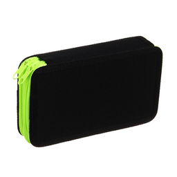 Пенал школьный, 2 секции, 11×19 см «Чёрный-ярко-салатовый»