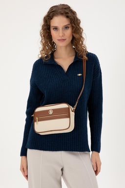 Женская сумка через плечо из холщовой ткани кремового цвета