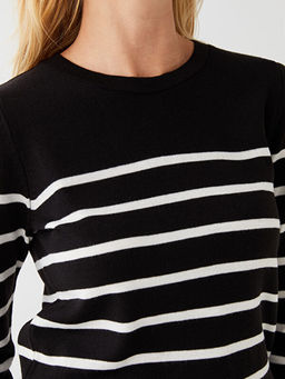 Bisiklet Yaka ?izgili Uzun Kollu Kad?n Triko Kazak - Waikiki фото 3