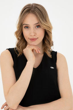 Женское черное тканое платье с круглым вырезом Неожиданная скидка в корзине - U.s. polo assn фото 2