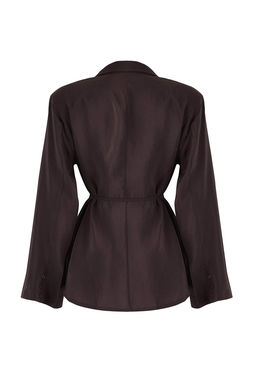 Kahverengi Ince Astars?z Dokuma Gomlek Ceket TWOAW26BC00058