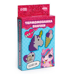 Термомозаика Милый единорог с пинцетом, значком