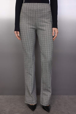 Gri Cizgili Flare/Ispanyol Paca Esnek Orme Pantolon TWOAW26PL00091 - Trendyolmilla фото 3