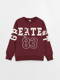 Rahat Kal?p Bisiklet Yaka Bask?l? Erkek ?ocuk Sweatshirt