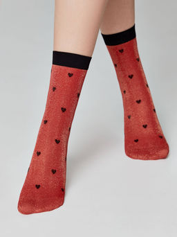 Цена за 2 пары. Носки Классические CONTE FANTASY Сияющие носки с объемными рисунками Hearts gold-rosso - Conte elegant фото 4