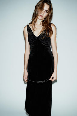 VELVET LACE MIDI DRESS - Zara фото 2
