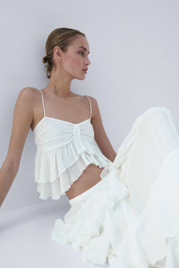 Top de volantes con efecto arrugado - H&m фото 4