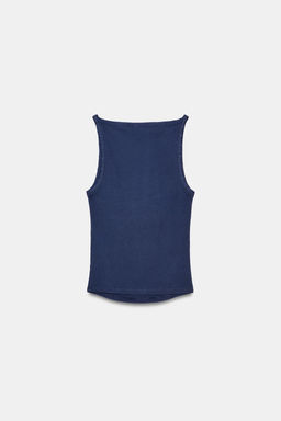 TOP HALTER RIB EFECTO LAVADO / Azul?n - Zara фото 5