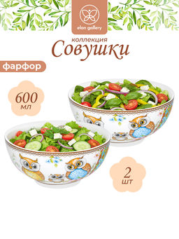 Набор салатников 2 пр. 600 мл 15*15*7 см Совушки NEW BONE CHINA