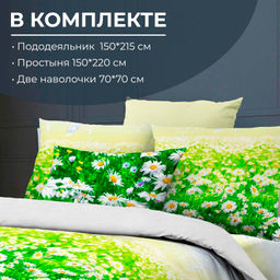 Комплект постельного белья 1,5-спальный, бязь ГОСТ (220) (Ромашковое поле) - Ивановотекстиль фото 2