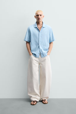 CAMISA FLUIDA RAYAS / Azul