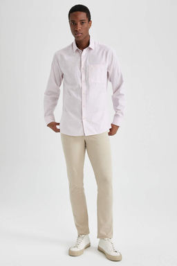 Рубашка приталенного кроя с длинным рукавом из льна - Defacto фото 2