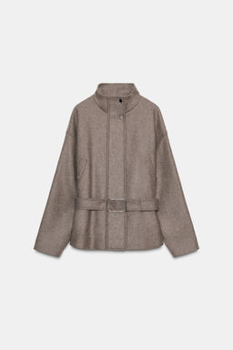 CROPPED WOOL COAT WITH BELT - Zara фото 10