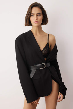 Siyah Dantel Detayl? Micro Kaps?z Orme Ic Camas?r? Tak?m? THMAW26CC00006