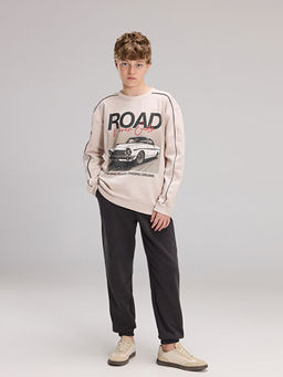 Bask?l? Erkek ?ocuk Sweatshirt ve E?ofman Alt?