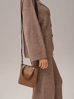 Сумка кожаная кросс-боди Deboro 30347 светлый орех