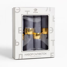 Набор салфеток с декоративными кольцами Grey pleasure, 40×40 см - 4 шт., 100% хлопок, саржа 190 г/м²