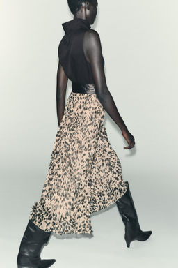 ANIMAL PRINT COMBINATION MIDI DRESS WITH BELT - Zara фото 4