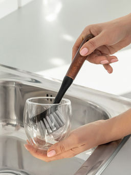 Щётка для мытья посуды 22x4,5x7 коричневый бук, ПП, ПЭТ