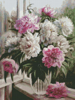 Вышивка крестиком 40х50см, Пионы