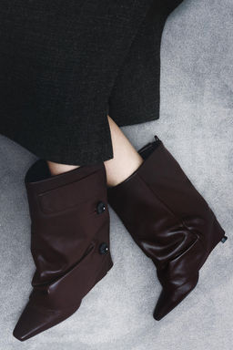LEATHER FOOTED LEGGINGS HEELED ANKLE BOOTS - Zara фото 2