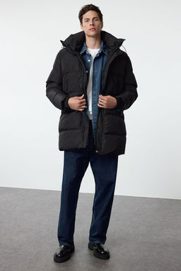 TRENDYOL MAN Antrasit Regular Fit Kapusonlu Fermuar Cepli Sisme K?sl?k Mont TMNAW25MO00021 - Trendyolmilla фото 11