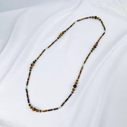 Колье из Тигрового глаза и Амазонита 82 см