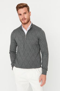 TRENDYOL MAN Lacivert Regular Fit Pamuklu Yar?m Bal?kc? Fermuarl? Yaka Smart Triko Kazak TMNAW23KZ00215 - Trendyolmilla фото 16