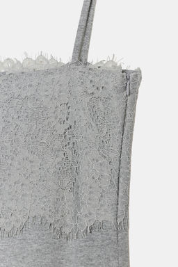 VESTIDO MINI COMBINADO ENCAJE / Gris vigor? - Zara фото 6