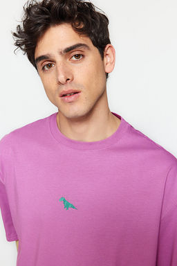 M_rd_m Oversize/Geni_ Kesim Dinozor Nak__l_ K_sa Kol %100 Pamuk T-Shirt TMNSS23TS00243